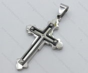 Stainless Steel Black Cross Pendant - KJP050500