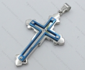 Stainless Steel Blue Cross Pendant - KJP050501