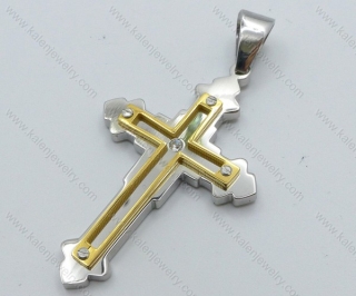 Stainless Steel Gold Cross Pendant - KJP050502