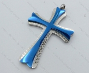 Stainless Steel Blue Cross Pendant - KJP050506