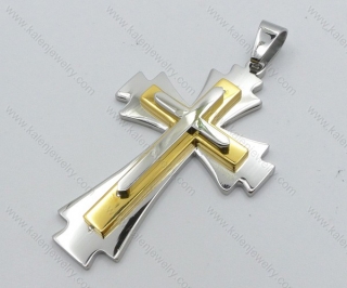 Stainless Steel Gold Plating Cross Pendant - KJP050507