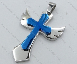 Stainless Steel Blue Cross Pendant - KJP050510