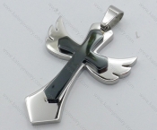 Stainless Steel Black Cross Pendant - KJP050513