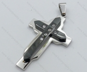 Stainless Steel  Stones Black Cross Pendant - KJP050516