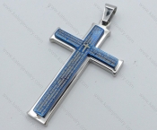 Stainless Steel Blue Plating Cross Pendant - KJP050523