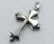 Stainless Steel 3 Layer Black Plating Cross Pendant - KJP050526