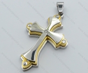 Stainless Steel 3 Layer Gold Plating Cross Pendant - KJP050528