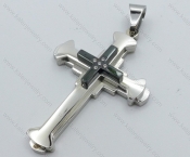 Stainless Steel Black Plating Cross Pendant - KJP050530