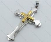 Stainless Steel Gold Plating Cross Pendant - KJP050531