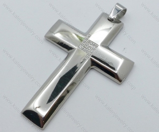 Smooth Stainless Steel Inlay Zircon Stones Cross Pendant - KJP050533