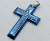 Blue Plating Stainless Steel Cross Pendant - KJP050538