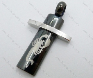 Stainless Steel Black Plating Scorpion Laser Pattern Cross Pendant - KJP050579