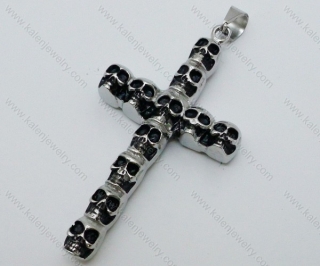 Stainless Steel Skull Cross Pendant - KJP050597