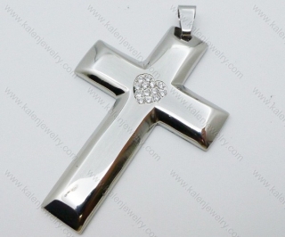 Stainless Steel lover's full Zircon Heart Cross Pendants - KJP050602