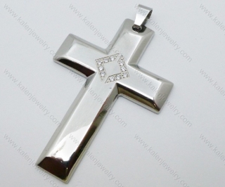 Stainless Steel Men's Clear Zircon Stone Cross Pendants - KJP050603