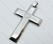 Stainless Steel lover's Cross Pendants with Zircon Heart - KJP050604