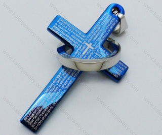 Stainless Steel Blue Plating Cross Pendant with a Ring - KJP050622