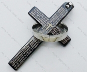 Stainless Steel Black Plating Cross Pendant with a Ring - KJP050623