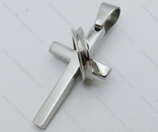 Stainless Steel Cross Pendant with a Ring - KJP050624