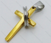 Stainless Steel Gold Plating Cross Pendant with a Ring - KJP050626