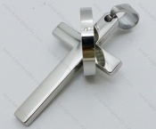 Smooth Stainless Steel Cross Pendant with a Ring - KJP050632