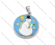 Stainless Steel Merry Christmas Christmas Snowman Pendant - KJP090004