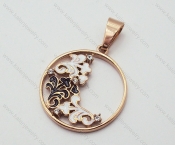 Stainless Steel Gold Plating Filigree Round Flower Pendants - KJP090023