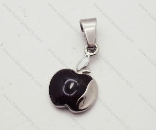 Silve Plating Stainless Steel Casting Black Epoxy Flat Apple Pendants - KJP090020