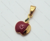 Gold Plating Stainless Steel Casting Red Epoxy Flat Apple Pendants - KJP090021