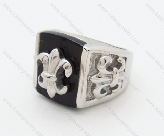 Stainless Steel Black Stone Iris Ring - KJR090217