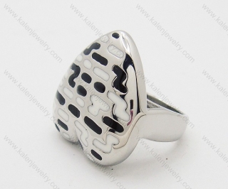 Heart Stainless Steel Casting Black and White Epoxy Rings - JR090251