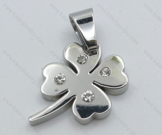 Stainless Steel Inlay Stones Clover Pendant - KJP050670