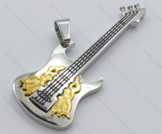 Stainless Steel Gold Guitar Pendant - KJP050739