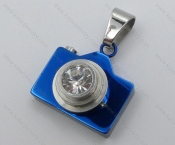 Stainless Steel Blue Camera Pendant Inlay Zircon - KJP050743