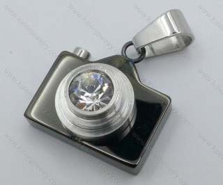 Stainless Steel Black Camera Pendant Inlay Zircon - KJP050745