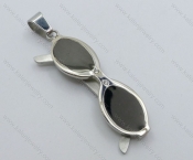 Stainless Steel Black Plating Glasses Pendant - KJP050880