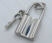 Kalen Silver Stainless Steel Square Lock Pendants with key Jewelry - KJP050927