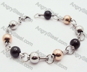 Stainless Steel Stamping Bracelets with Gold, Black, Silver plating Ball Beads - KJB200014