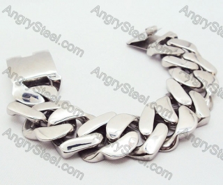 316L Stainless Steel Big & Heavy Heart Bracelet in Shinny Surface - KJB200015