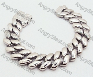 Silver Finished Stainless Steel Men Big & Heavy 316L Bracelet - KJB200043