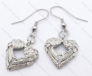 Stainless Steel Heart Shape Angel Wings Earrings For Girl