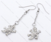 Stainless Steel Overlay Stones Crocodile Earrings