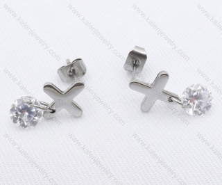 Stainless Steel Cutting Earrings with Zircon