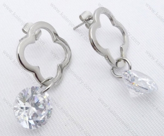 Stainless Steel Cutting Earrings with Zircon