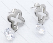 Stainless Steel Cutting Earrings with Zircon