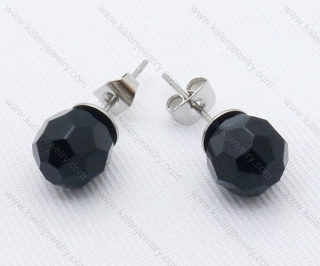 Stainless Steel Black Stone Earrings