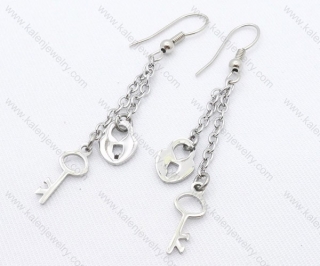 Stainless Steel Lock & Key Earrings