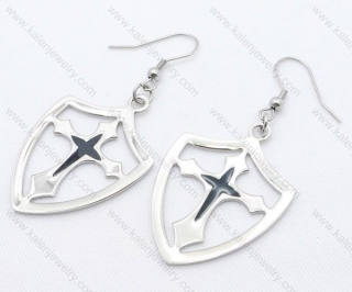 Black Plating Stainless Steel Shield Earrings