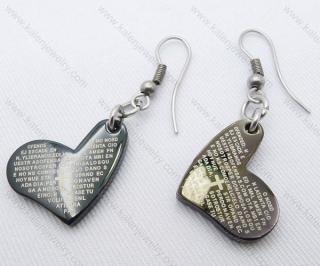 Stainless Steel Black Heart Earrings