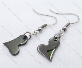 Stainless Steel Black Heart Earrings